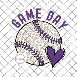 Game Day leopard baseball PNG, Purple Baseball png, Leopard Baseball sublimation Design, Game Day png, baseball shirt download, Game Day Mom