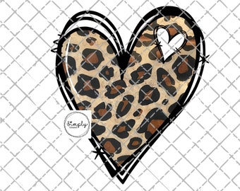 Leopard heart Sublimation design PNG, Heart leopard png, Heart Leopard shirt design, cheetah print heart png