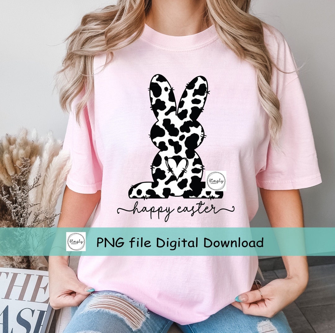 Easter Png, Cow Print Easter Bunny Png, Happy Easter Shirt Design, Cow ...