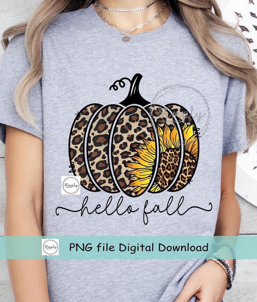 Pumpkin Sunflower Leopard Png, Hello Fall Sublimation Design Download ...