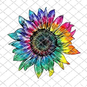 Tie Dye Sunflower PNG - Sunflower Clipart - Sunflower Sublimation Design - Sunflower Tie Dye - Rainbow sunflower - Sunflower png - Colorful