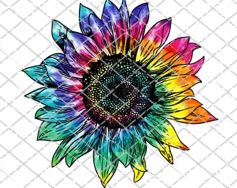 Tie Dye Sunflower PNG - Sunflower Clipart - Sunflower Sublimation Design - Sunflower Tie Dye - Rainbow sunflower - Sunflower png - Colorful