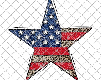 July 4th png, leopard Star png, Patriotic Sublimation Design, 4th of July Download, Red White Blue USA, Patriotic Fourth of July file