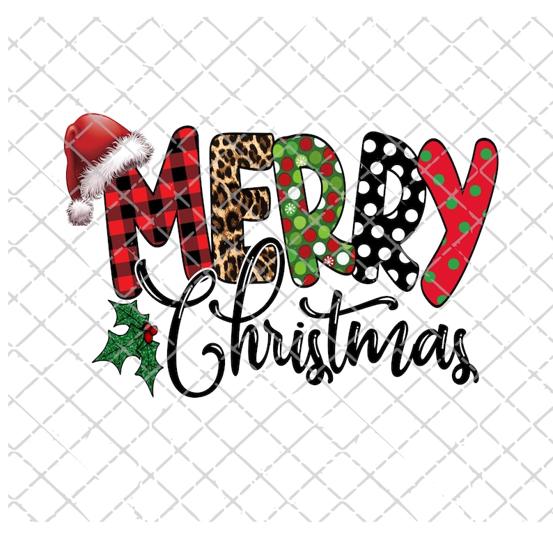 DTG Printing Sublimation Christmas Sublimation PNG Merry Christmas Leopard Buffalo Plaid PNG Sublimation Design Digital Download