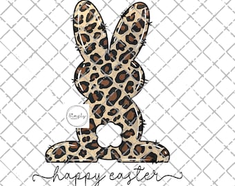 Leopard Easter Bunny PNG: Happy Easter Shirt Design DTF or Sublimation (Digital Download)