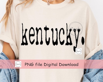 Kentucky Typography Shirt Design: Retro Typewriter State Png (Digital Download)