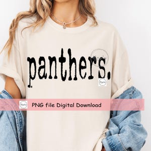 Panthers Typografie-Shirt Design, trendige Panther Png, Retro Schreibmaschine Panther, beunruhigte Panther DTF oder Sublimation, beliebte Panther