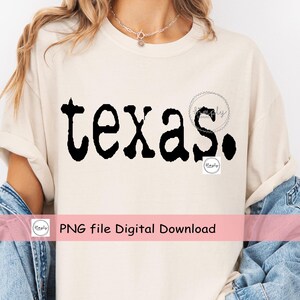 Retro Texas Typography Shirt Design: Distressed PNG (Digital Download)
