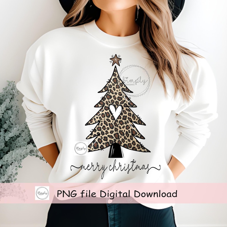 Leopard Christmas tree png - Christmas sublimation design - Christmas Tree clipart - Christmas png - Leopard Merry Christmas download image 1