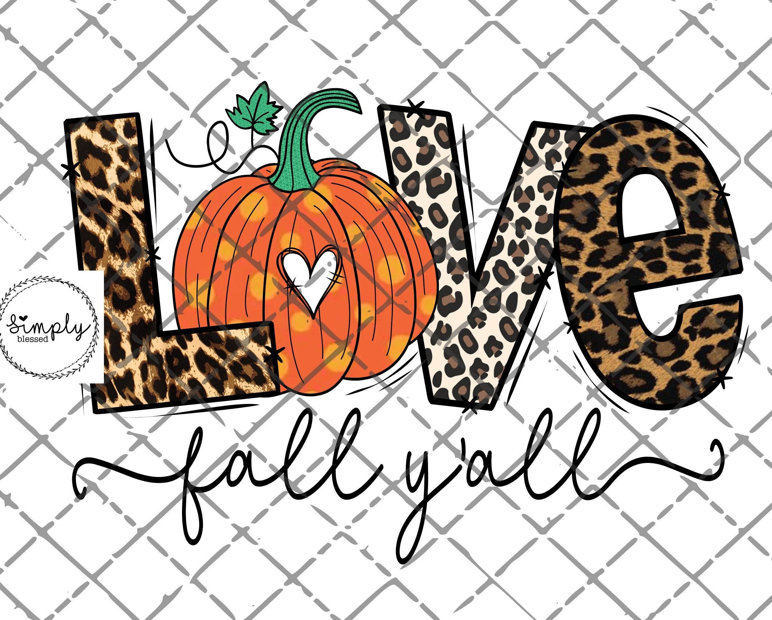 Love Fall sublimation design -  Pumpkin leopard - Sublimation design …