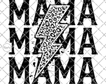 Mama Png, Mama Lightning bolt, Leopard Print, Sublimation design, retro vintage rocker, grunge, digital design, Mama shirt design, Mom png