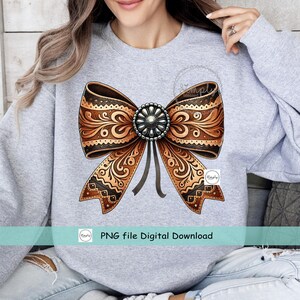 Western Rodeo PNG, Läderkokett Rosett T-shirtdesign, Kohudläder Rosett png, Cowgirl Rodeo Western sublimering eller DTF, Ranch Trendig Lantlig bild 9