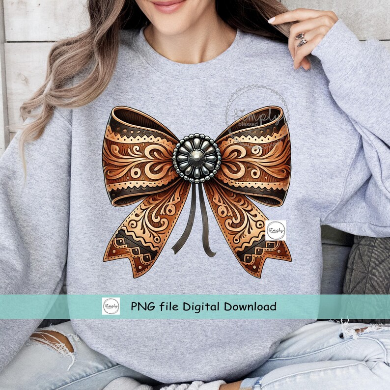 Western Rodeo PNG, Läderkokett Rosett T-shirtdesign, Kohudläder Rosett png, Cowgirl Rodeo Western sublimering eller DTF, Ranch Trendig Lantlig bild 9