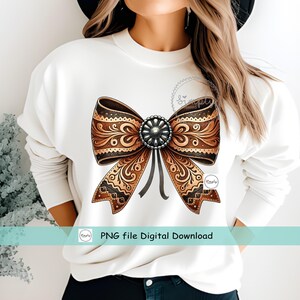 Western Rodeo PNG, Läderkokett Rosett T-shirtdesign, Kohudläder Rosett png, Cowgirl Rodeo Western sublimering eller DTF, Ranch Trendig Lantlig bild 6