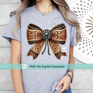 Western Rodeo PNG, Läderkokett Rosett T-shirtdesign, Kohudläder Rosett png, Cowgirl Rodeo Western sublimering eller DTF, Ranch Trendig Lantlig bild 3