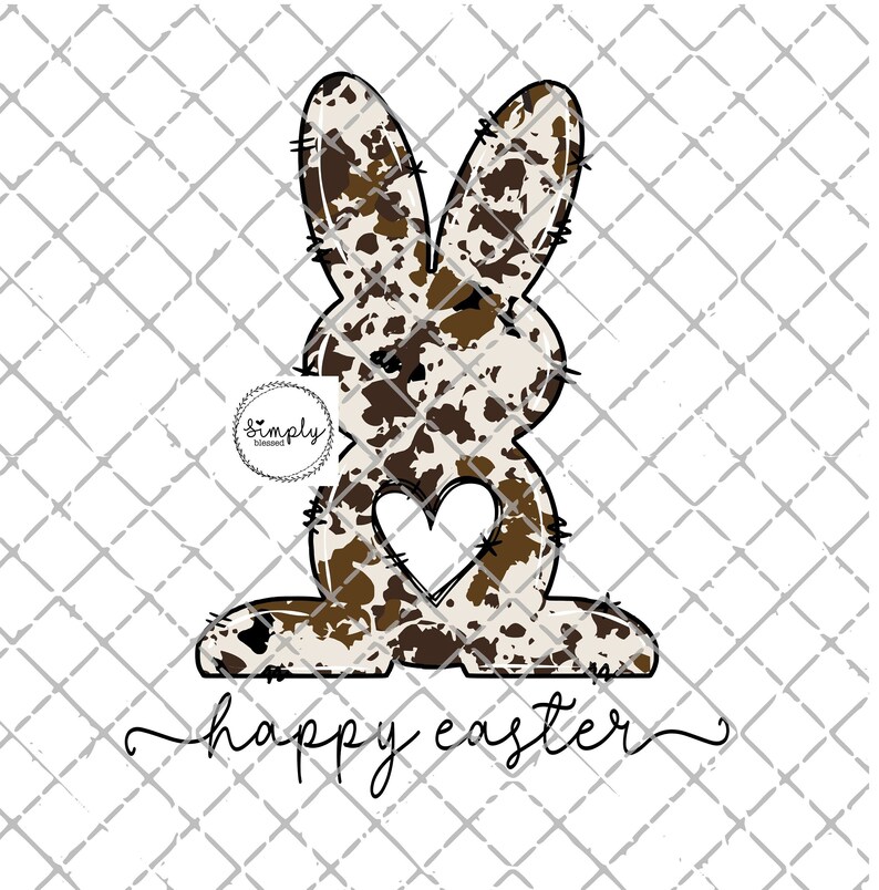 Easter png, Cowhide print Easter bunny png, Happy Easter sublimation design, Cow hide rabbit digital file, Easter clipart, Easter rabbit png image 4