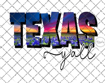 Texas png, Texas sublimatie ontwerp download, Texas zonsondergang bluebonnets png, Texas illustraties, Texas State sublimatie, Texas digitaal bestand