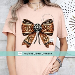 Western Rodeo PNG, Läderkokett Rosett T-shirtdesign, Kohudläder Rosett png, Cowgirl Rodeo Western sublimering eller DTF, Ranch Trendig Lantlig bild 7