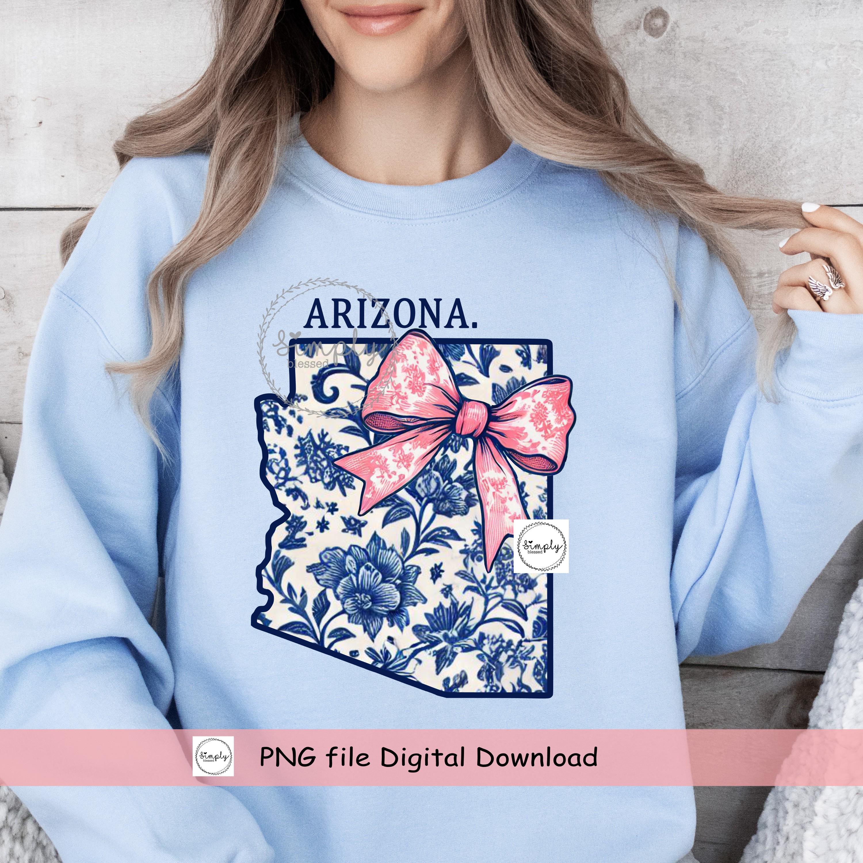 Arizona Coquette Bow PNG: Blue Floral Toile Shirt Design (digital ...