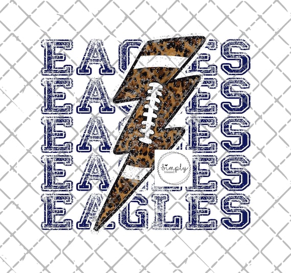 Eagles png, School Spirit Design PNG, School Mascot, Leopard Lightning bolt Football digital download, sublimation designs, Football png