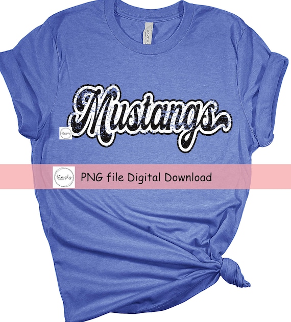 Mustangs png, Mustangs Retro Distressed Black White, Mustangs shirt design for Sublimation or DTF, School Spirit, Mustangs Football
