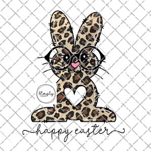 Easter png, Leopard Easter bunny png, Happy Easter sublimation design, Leopard print rabbit digital file, Bunny with glasses, Easter rabbit