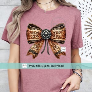 Western Rodeo PNG, Läderkokett Rosett T-shirtdesign, Kohudläder Rosett png, Cowgirl Rodeo Western sublimering eller DTF, Ranch Trendig Lantlig bild 8