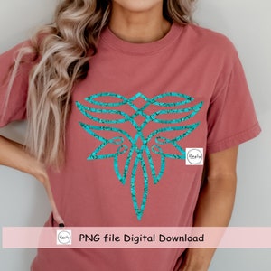 May include: A teal blue geometric design with a cracked turquoise texture on a maroon t-shirt. PNG file Digital Download.