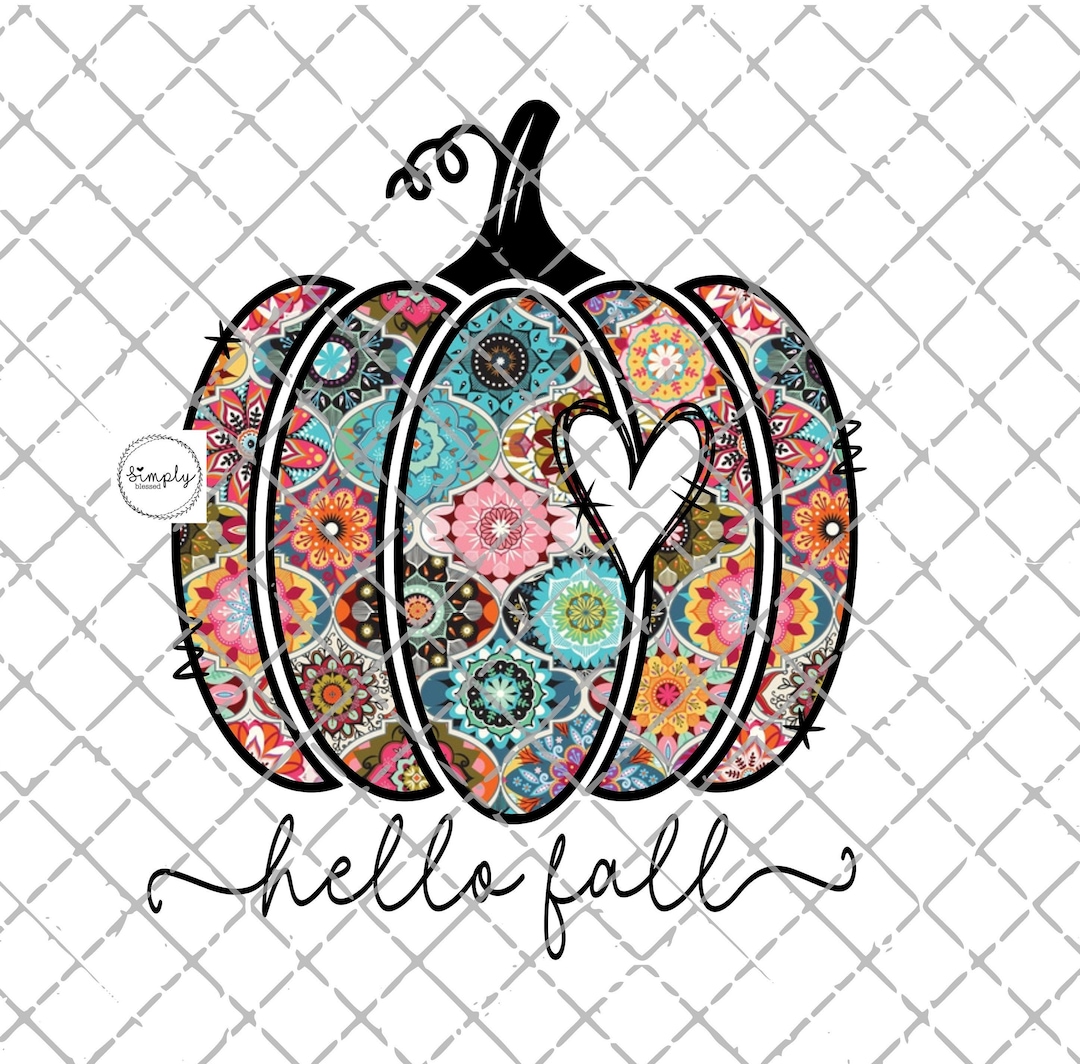 Pumpkin Png, Hello Fall Pumpkin Boho Sublimation Design Download, Fall ...
