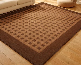 Handgetufteter Weicher Warmer Wollteppich in Brauntönen - Gemütlicher Boho-Teppich für Wohnzimmer, Schlafzimmer & ruhige Ecken mit natürlichem Charme