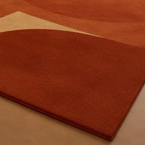 Handmade Tufted Rug in Terracotta & Beige – Geometric Design for Cozy Modern Living Rooms | Soft Texture, Earthy Tones and Minimalist Decor image 3