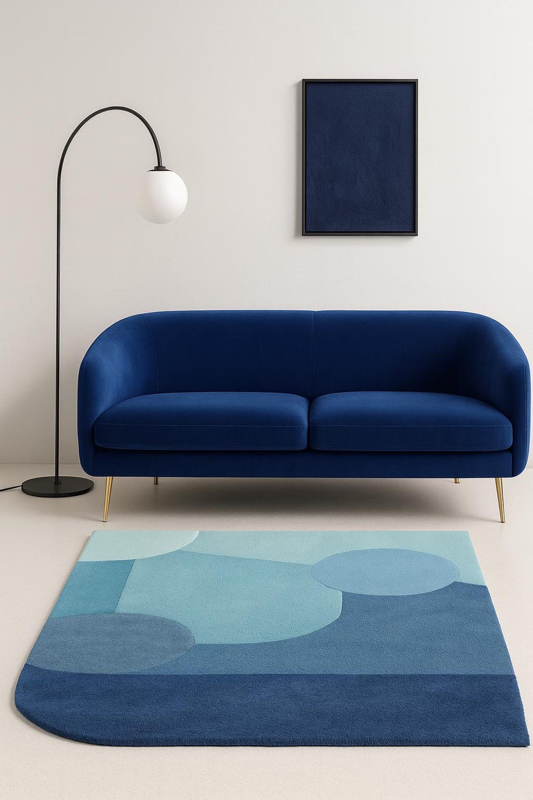 Overlap Blocks Wool Rug Hand-tufted Modern Abstract Blue Geometric Wool Rug – Teal & Navy ...