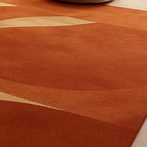 Handmade Tufted Rug in Terracotta & Beige – Geometric Design for Cozy Modern Living Rooms | Soft Texture, Earthy Tones and Minimalist Decor image 4