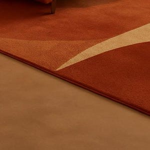 Handmade Tufted Rug in Terracotta & Beige – Geometric Design for Cozy Modern Living Rooms | Soft Texture, Earthy Tones and Minimalist Decor image 2