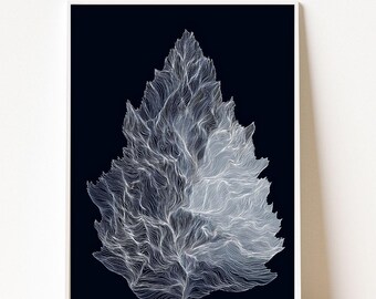 Monochrome Tree Line Print, Abstract Leaf Art, Modern Black Wall Art, Minimalist Tree Drawing, Nature Linework, Botanical Digital Print