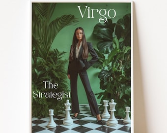 Maagd sterrenbeeld print, minimale astrologie kunst aan de muur, sterrenbeeld digitale poster, moderne illustratie, afdrukbaar decor voor thuis of op het werk