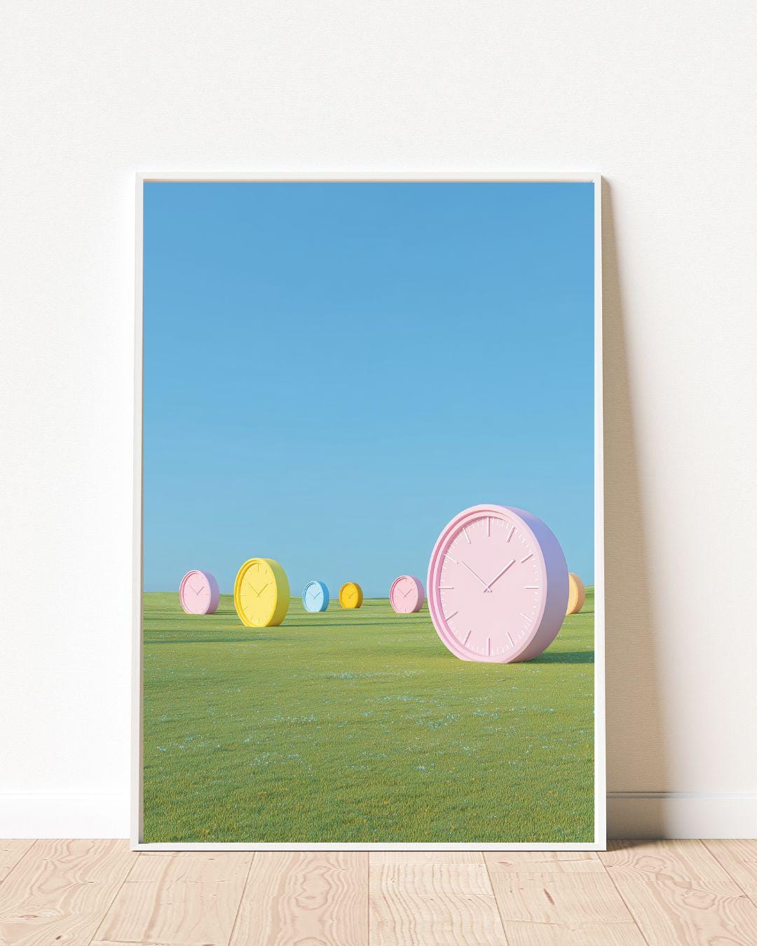 Pastel Clock Field Print, Liminal Space Wall Art, Dreamcore Poster ...