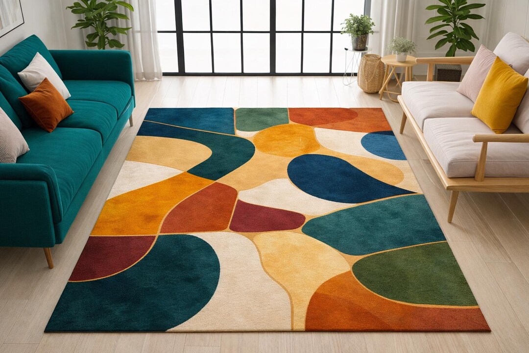 Abstract Color Block Area Rug – Contemporary Geometric Carpet for ...