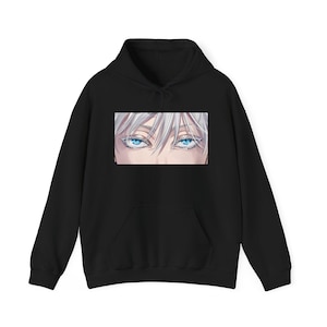 Gojo Satoru JJk Hoodie - Unisex Heavy Blend Hooded Sweatshirt, Anime Streetwear, Blue Eyes Gojo Graphic, Manga Aesthetic Otaku Gift