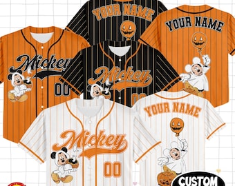 Custom   Mickey Halloween Collection Baseball, Personalized Baseball Team Jersey, Birthday Gift for Halloween Fans Family Party