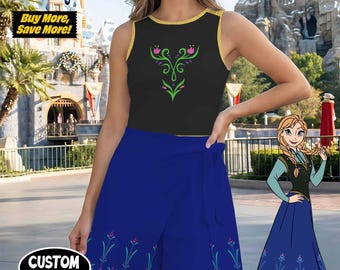 Magical Frozen Anna Tennis Dress, Snowflake Blue Bow Skort Outfit, Run Princess Marathon Mothers Day Birthday Gear