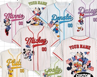 Custom Mickey America 250th Anniversary Baseball Jersey, Patriotic Mickey and Friends Shirt