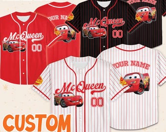 Custom   Cars Lightning McQueen Baseball, Custom Cars Baseball Jersey Team, Personalized   Baseball Team Outfit, Cars Land Tee