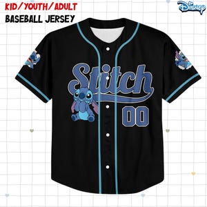 Camiseta de béisbol personalizada de Lilo y Stitch, camiseta personalizada para niños, jóvenes y adultos, camiseta de béisbol, regalo de cumpleaños de Stitch para fans de Stitch imagen 3