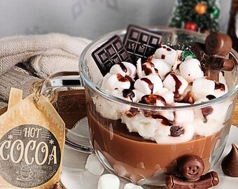 Hot Chocolate Candle – Cocoa Scented, Marshmallow Topping, 450ml