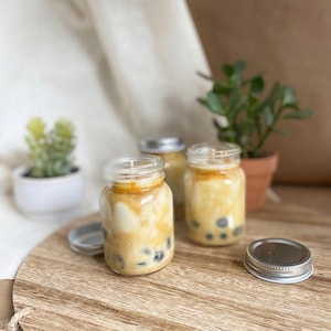 Boba Milk Tea Candle – Realistic Bubble Tea Jar Candle, Handmade Dessert Candle, Soy Wax, Sweet Scented Gift for Boba Lovers