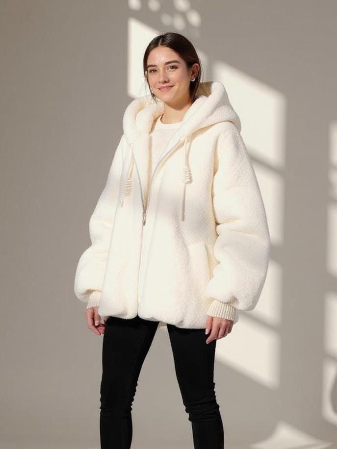 White Hooded Faux Fur Jacket - Etsy