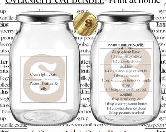 Printable Overnight Oats (Oatmeal) Mix Recipe Labels: Craftologist Pantry Organization (PDF Download).