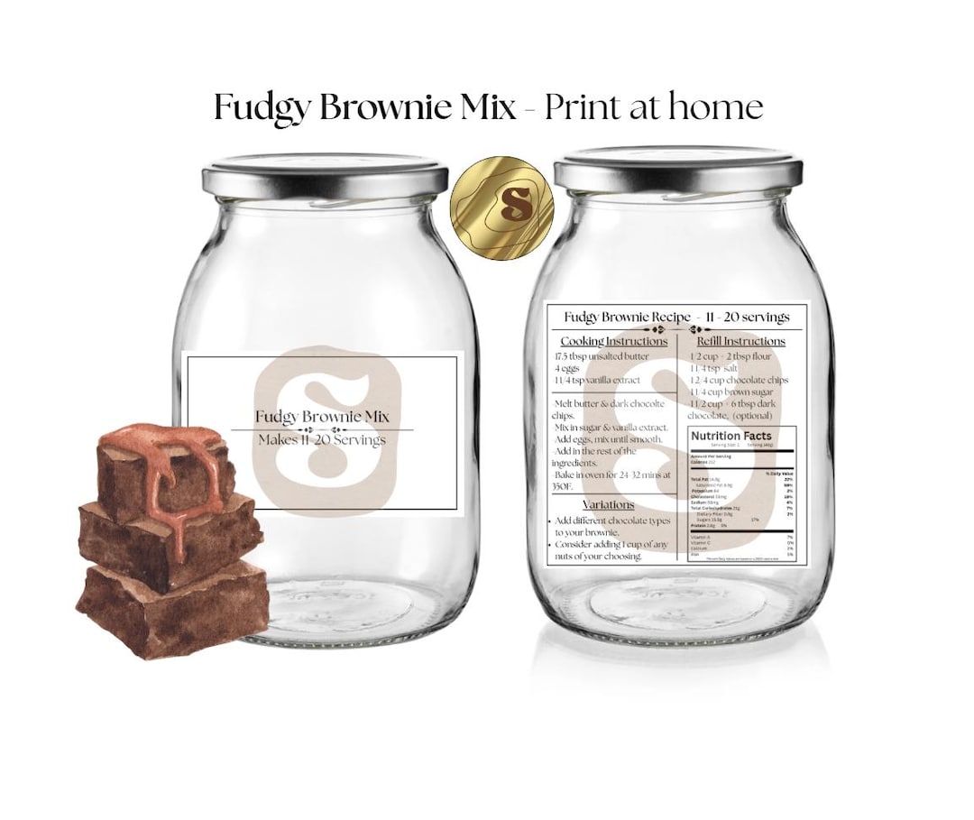 Printable Brownie Mix Recipe Labels: Craftologist Pantry Organization ...
