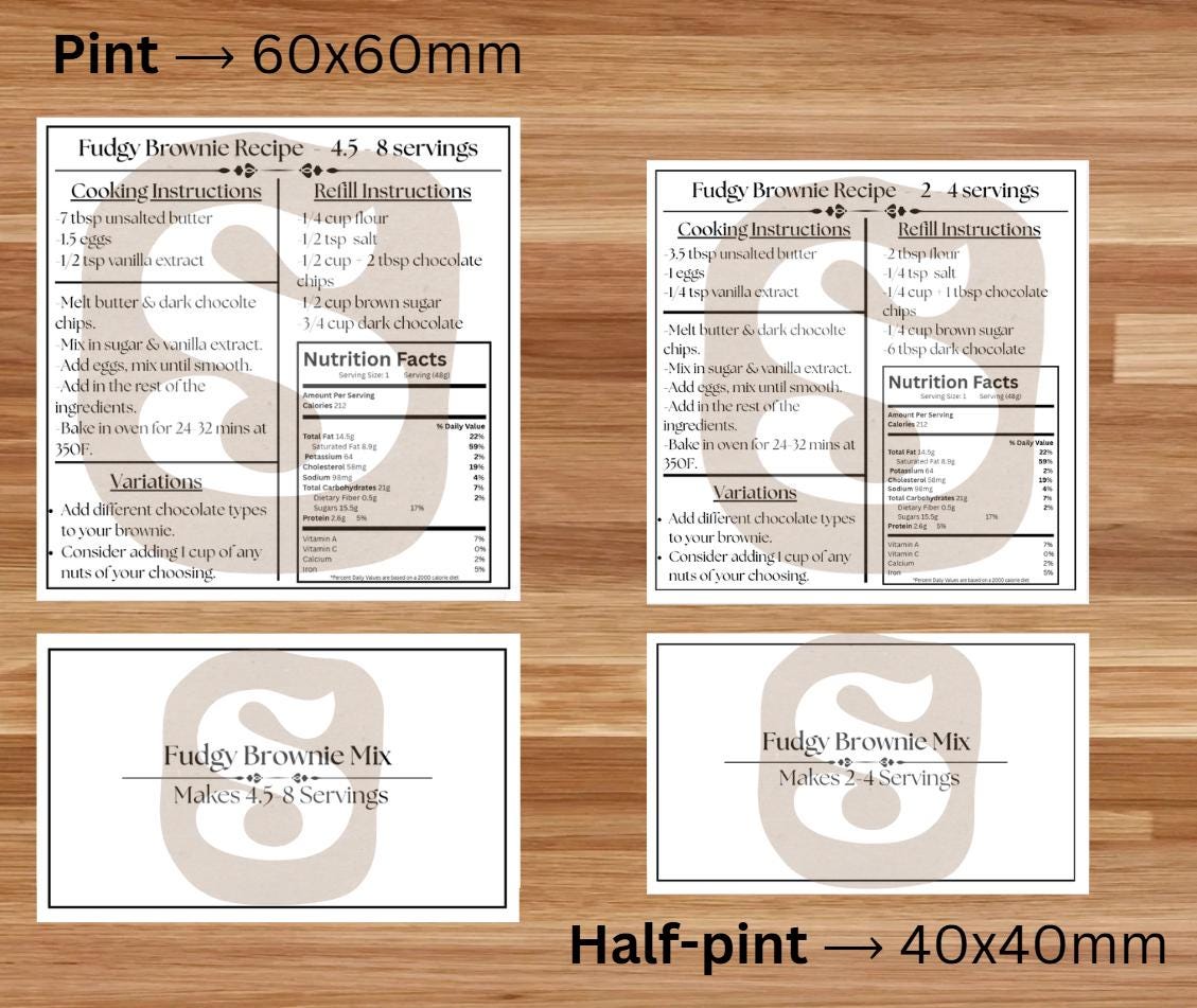 Printable Brownie Mix Recipe Labels: Craftologist Pantry Organization ...